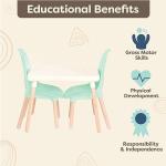 B. spaces by Battat â Kids Furniture Set â 1 Craft Table & 2 Kids Chairs with Natural Wooden Legs (Ivory and Mint) from Branford LTD