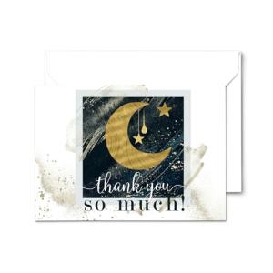 Star Moon Thank You Cards and Envelopes (25 Pack) â Thanking for Baby Shower â Wedding â Graduation â Everyday â Twinkle Cosmic Party Supplies â Blue Gold Folded Set by Paper Clever Party