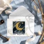 Star Moon Thank You Cards and Envelopes (25 Pack) â Thanking for Baby Shower â Wedding â Graduation â Everyday â Twinkle Cosmic Party Supplies â Blue Gold Folded Set by Paper Clever Party