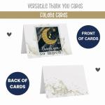Star Moon Thank You Cards and Envelopes (25 Pack) â Thanking for Baby Shower â Wedding â Graduation â Everyday â Twinkle Cosmic Party Supplies â Blue Gold Folded Set by Paper Clever Party