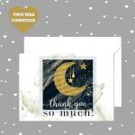 Star Moon Thank You Cards and Envelopes (25 Pack) â Thanking for Baby Shower â Wedding â Graduation â Everyday â Twinkle Cosmic Party Supplies â Blue Gold Folded Set by Paper Clever Party