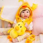 Aori Lifelike Realistic Reborn Baby Dolls 22 Inch Weighted Reborn Girl Doll with Yellow Clothes and Duck Toy Accessories Best Birthday Set for Girls Age 3 by Aori