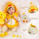 Aori Lifelike Realistic Reborn Baby Dolls 22 Inch Weighted Reborn Girl Doll with Yellow Clothes and Duck Toy Accessories Best Birthday Set for Girls Age 3 by Aori