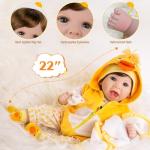 Aori Lifelike Realistic Reborn Baby Dolls 22 Inch Weighted Reborn Girl Doll with Yellow Clothes and Duck Toy Accessories Best Birthday Set for Girls Age 3 by Aori