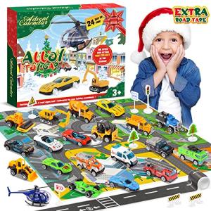 Christmas Advent Calendar 2021 for Kids: HIWEZEZC Alloy Vehicles and Helicopter Toy Sets Plus 2 Play Mats, Perfect holiday gift for Kids, Christmas Countdown Calendars for Boys|Girls|Toddler|Baby from Hiwezezc