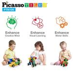 PicassoTiles STEM Learning Toys 105 Piece Building Block Set Kids Construction Engineering Kit Toy Blocks Children Early Education Playset w/ IdeaBook, Power Drill, Clickable Ratchet, Age 3+ PTN105 by Picassotiles