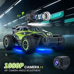 DEERC DE65 Remote Control Car with 1080P HD Camera,1:16 Scale RC Cars with LED Chassis Light&Headlights, 2.4Ghz High Speed Monster Truck Toy Vehicle, 2 Batteries for 60 Mins Play, Gift for Kids Boys by DEERC