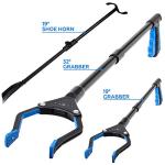 Luxet 3 Pack UPDATED Foldable 32 Inch & 19 Inch Steel Reacher Grabber Pickup Tool and Strong Sturdy Shoehorn Dressing Aid Stick For Elderly and Seniors Made With Strong Steel Great Hip Replacement Kit from Luxet