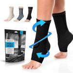 PowerLix Ankle Brace Compression Support Sleeve (Pair) for Injury Recovery, Joint Pain and More. Plantar Fasciitis Foot Socks with Arch Support, Eases Swelling, Heel Spurs, Achilles Tendon by PowerLix