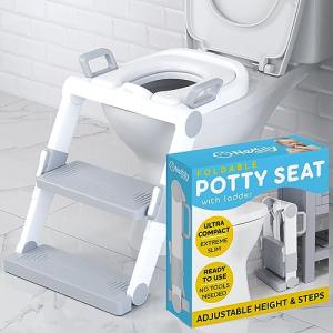 NETTILY Potty Training Seat for Toddler Boys & Girls - Toddlers FOLDABLE Potty Training Toilet Seat with Ladder - PORTABLE Kids Potty Seat Toilet Chair Step Stool Trainer for Children, NO TOOLS NEEDED from Nettily Baby
