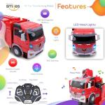 Family Smiles Kids Fire Truck RC Toy Transforming Robot Remote Control Car Vehicle Toys for Boys 8 - 12 Red by BTTF