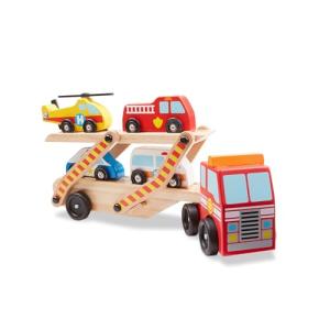 Melissa & Doug Wooden Emergency Vehicle Carrier Truck With 1 Truck and 4 Rescue Vehicles by Melissa & Doug