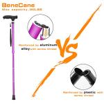 BeneCane Walking Cane Folding Cane Adjustable Walking Cane for Men Women Seniors LED Light Fold-up Lightweight Sturdy Portable Walking Stick - Balancing Mobility Aid - Comfortable Handles (Purple) from huanyu