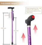 BeneCane Walking Cane Folding Cane Adjustable Walking Cane for Men Women Seniors LED Light Fold-up Lightweight Sturdy Portable Walking Stick - Balancing Mobility Aid - Comfortable Handles (Purple) from huanyu