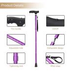 BeneCane Walking Cane Folding Cane Adjustable Walking Cane for Men Women Seniors LED Light Fold-up Lightweight Sturdy Portable Walking Stick - Balancing Mobility Aid - Comfortable Handles (Purple) from huanyu