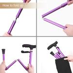 BeneCane Walking Cane Folding Cane Adjustable Walking Cane for Men Women Seniors LED Light Fold-up Lightweight Sturdy Portable Walking Stick - Balancing Mobility Aid - Comfortable Handles (Purple) from huanyu
