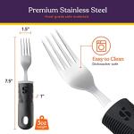 Special Supplies Adaptive Utensils (5-Piece Kitchen Set) Wide, Non-Weighted, Non-Slip Handles for Hand Tremors, Arthritis, Parkinsonâs or Elderly use - Stainless Steel Knives, Fork, Spoons - Black from Special Supplies