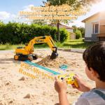 DOUBLE E Remote Control Excavator Toy Truck 2 Batteries Digger Toys Hydraulic Full Functional Construction Vehicles RC Tractor for Boys Girls Kids from DOUBLE E