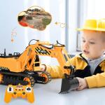 DOUBLE E Remote Control Excavator Toy Truck 2 Batteries Digger Toys Hydraulic Full Functional Construction Vehicles RC Tractor for Boys Girls Kids from DOUBLE E