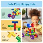PicassoTiles PTT136 136pcs Tubular Pipes & Spout STEAM Interlocking Educational Building Block Set, Tube Locks, Pipeworks Construction Blocks w/ Storage Container Box, Idea Book, Flute Musical Kit from PicassoTiles