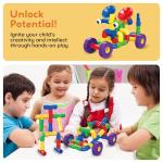 PicassoTiles PTT136 136pcs Tubular Pipes & Spout STEAM Interlocking Educational Building Block Set, Tube Locks, Pipeworks Construction Blocks w/ Storage Container Box, Idea Book, Flute Musical Kit from PicassoTiles