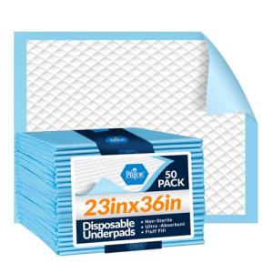 Medpride Disposable Underpads 23'' X 36'' (50-Count) Incontinence Pads, Chux, Bed Covers, Puppy Training | Thick, Super Absorbent Protection for Kids, Adults, Elderly | Liquid, Urine, Accidents by Shield Line