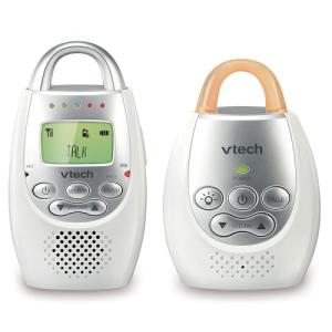 VTech DM221 Audio Baby Monitor with up to 1,000 ft of Range, Vibrating Sound-Alert, Talk Back Intercom & Night Light Loop, White/Silver from Vtech