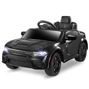ENYOPRO 12V 7Ah Kids Electric Ride on Car, Licensed Dodge Charger SRT Hellcat, Battery Powered 4-Wheels Toy Car Electric Vehicle for Kids with Remote Control, 3 Speeds, LED Lights, Music (Black) by ENYOPRO