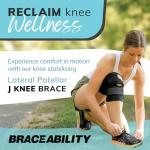 BraceAbility J Patella Knee Brace - Lateral Patellar Stabilizer with Medial and J-Lat Support Straps for Dislocation, Subluxation, Patellofemoral Pain, Left or Right Kneecap Tracking (XL) by BraceAbility