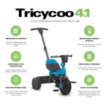 Joovy Tricycoo 4.1 Kid's Tricycle, Push Tricycle, Toddler Trike, Blue by Joovy
