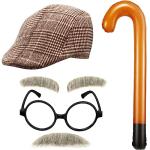 6 Pieces Old Man Kids Costume Kit Grandpa Accessories for 100th Day of School Kids Party Cosplay (Coffee Beret) from Skylety