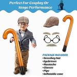 6 Pieces Old Man Kids Costume Kit Grandpa Accessories for 100th Day of School Kids Party Cosplay (Coffee Beret) from Skylety