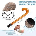 6 Pieces Old Man Kids Costume Kit Grandpa Accessories for 100th Day of School Kids Party Cosplay (Coffee Beret) from Skylety