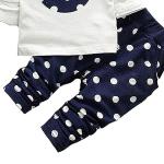 Cute Toddler Baby Girls Clothes Set Long Sleeve T-Shirt and Pants Kids 2pcs Outfits(White+Navy,2T) by 