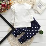 Cute Toddler Baby Girls Clothes Set Long Sleeve T-Shirt and Pants Kids 2pcs Outfits(White+Navy,2T) by 