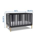 Delta Children Hendrix 4-in-1 Convertible Crib, Greenguard Gold Certified, Midnight Grey/Bronze by Delta Children
