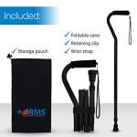 RMS Folding Cane with Offset Foam Handle, Adjustable Walking Stick with Carrying Pouch (Black) from Royal Medical Solutions