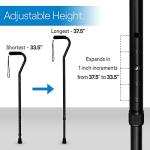 RMS Folding Cane with Offset Foam Handle, Adjustable Walking Stick with Carrying Pouch (Black) from Royal Medical Solutions