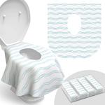 Toilet Seat Covers Disposable - 20 Pack - Waterproof, Ideal for Kids and Adults â Extra Large, Individually Wrapped for Travel, Toddlers Potty Training in Public Restrooms (Waves, 20) by Relyo