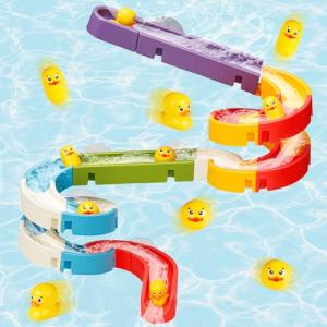 Duck Slide Bath Toys for Kids Ages 4-8, Wall Track Building Set 3+ Year Old, Fun DIY Kit Bathtub Time Birthday Gift for Toddler Boys & Girls (34 PCS) from Aprilwolf creations