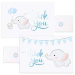 Baby Nest Designs, Baby Shower Thank You Cards Boy. Bulk Set of 50 Elephant Blue Thank You Cards with Envelopes for Small Thank You Notes - Blank Inside Baby Shower Card Pack with Sealing Stickers from Feriga Designs, LLC