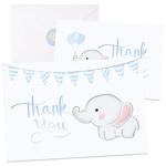 Baby Nest Designs, Baby Shower Thank You Cards Boy. Bulk Set of 50 Elephant Blue Thank You Cards with Envelopes for Small Thank You Notes - Blank Inside Baby Shower Card Pack with Sealing Stickers from Feriga Designs, LLC