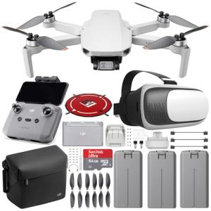 DJI Mini 2 Drone 4K Video Quadcopter Fly More Combo (Renewed) + FPV Headset Bundle by DJI