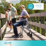 Stander EZ Fold-N-Go Rollator, Lightweight Folding Mobility Rolling Walker for Seniors and Adults, 6-inch Wheels, Locking Brakes, and Padded Seat with Backrest, Black Walnut by Standers, Inc