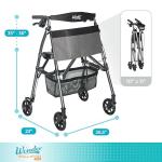 Stander EZ Fold-N-Go Rollator, Lightweight Folding Mobility Rolling Walker for Seniors and Adults, 6-inch Wheels, Locking Brakes, and Padded Seat with Backrest, Black Walnut by Standers, Inc