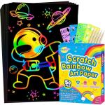 RMJOY Rainbow Scratch Paper Sets: 50pcs Magic Art Craft Scratch Off Papers Supplies Kits Pad for Age 3-12 Kids Girl Boy Teen Toy Game Gift for Birthday|Party Favor|DIY Activities|Painting Game Gifts from RMJOY