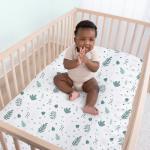 The Peanutshell Botanical Fitted Crib Sheet Set for Baby Boys or Girls, Unisex 4 Pack, Botanical Leaf & Pastel Green from Farallon Brands