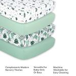The Peanutshell Botanical Fitted Crib Sheet Set for Baby Boys or Girls, Unisex 4 Pack, Botanical Leaf & Pastel Green from Farallon Brands