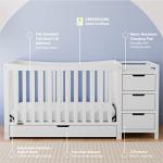 Graco Remi Convertible Crib with Drawer and Changer (White) - JPMA Certified, Attached Changing Table with 3 Drawers, 2 Shelves, and Water-Resistant Changing Pad by Storkcraft