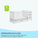 Graco Remi Convertible Crib with Drawer and Changer (White) - JPMA Certified, Attached Changing Table with 3 Drawers, 2 Shelves, and Water-Resistant Changing Pad by Storkcraft